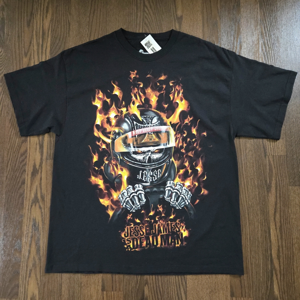 West Coast Choppers T-shirt Jesse James Deadman Skull Flames Biker Car - Mens XL